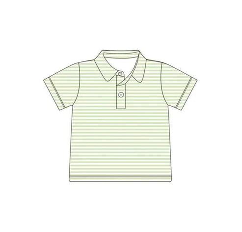BT1198 Baby Boys Green Stripes Buttons Pullovers Tee Shirts Tops preorder