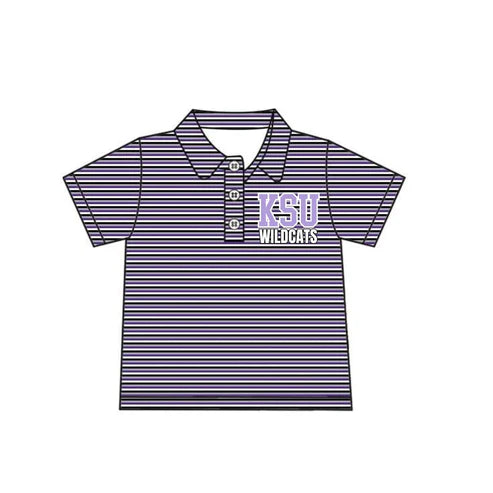 8.8 Custom Moq 5 Baby Boys purple grey Stripes Kansas State Team Short Sleeve Tee Pullovers Shirts Tops