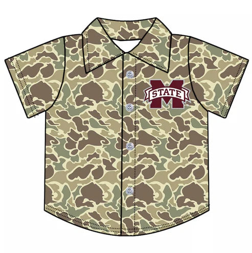 10.8 Custom Moq 5 Baby Boys Mississippi Team Camo Short Sleeve Button Shirt Tops