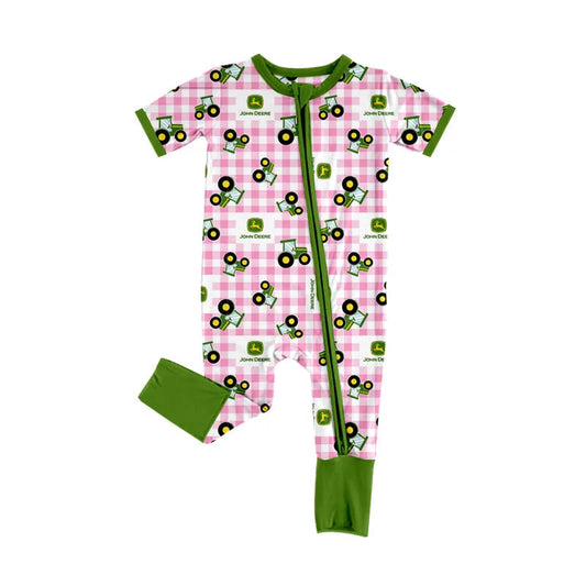 4.4 CUSTOM ORDER MOQ 3PCS EACH DESIGN BABY CLOTHES TRACTOR ZIPPER BABY SUMMER ROMPER 7