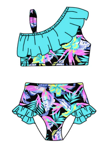5.8 Two-piece colorful swimsuit for girls