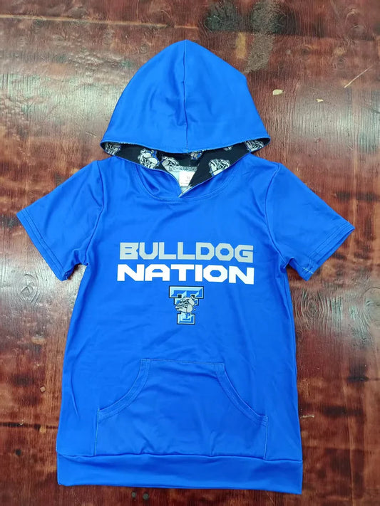 5.16 Preorder Moq 3 Baby Boys Blue Short Sleeves BULLDOGS T Hoodies Top