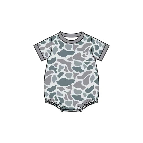 10.1 SR3243 Baby Boys Short Sleeve Western Grey Camo Rompers Preorder