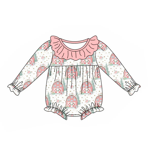 5.28 LR1947 Baby Infant Girls Christmas House Ruffle Rompers preorder