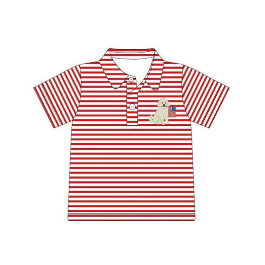 12.4 MOQ:5pcs BT1619 pre-order toddler boy clothes dog boy 4th of July summer top shirt