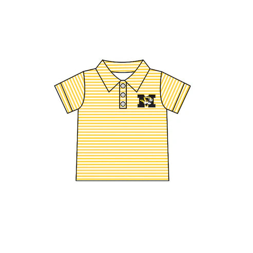 6.21 Custom Moq 3 Baby Boys Short Sleeves Yellow Stripes Button Lion M Team Polo Shirts Top