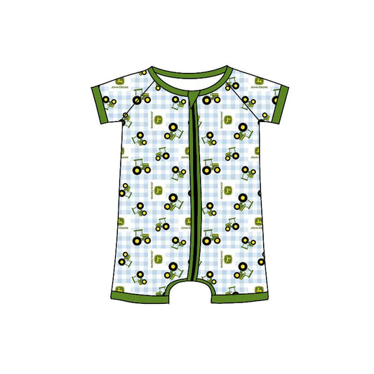 4.4 CUSTOM ORDER MOQ 3PCS EACH DESIGN BABY CLOTHES TRACTOR ZIPPER BABY SUMMER ROMPER 6