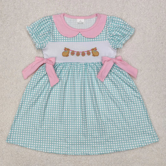 3.15 GSD1773 Baby Girls Easter Rabbits Bows Knee Length Dress