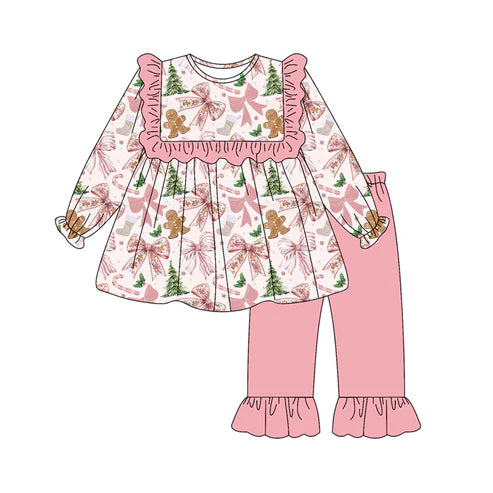 6.28 NO MOQ sales GLP2541 Pre-order baby girls clothes Christmas bow long sleeve pants sets