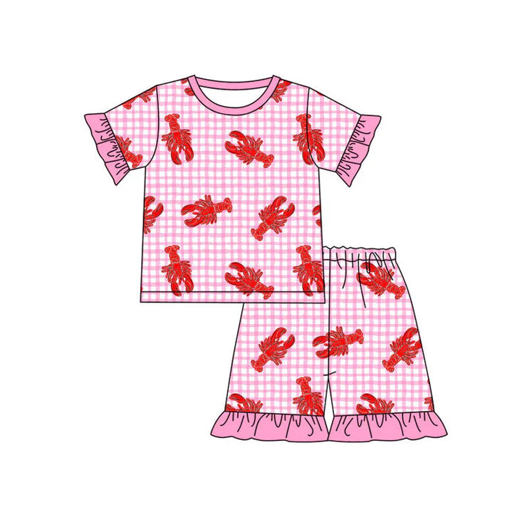 11.7 MOQ：5pcs GSSO2839 pre-order baby girl clothes crayfish girl toddler girl summer outfit