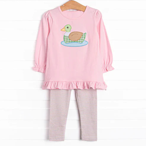8.14 GLP2698 Baby Girls Pink Ducks Tunic Stripe Legging Pant Set Preorder