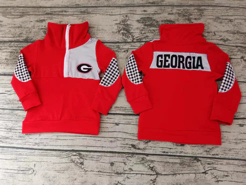 4.28 Preorder moq 3 Baby Boys Team Red Geo Pullover Shirt Tee Shirts