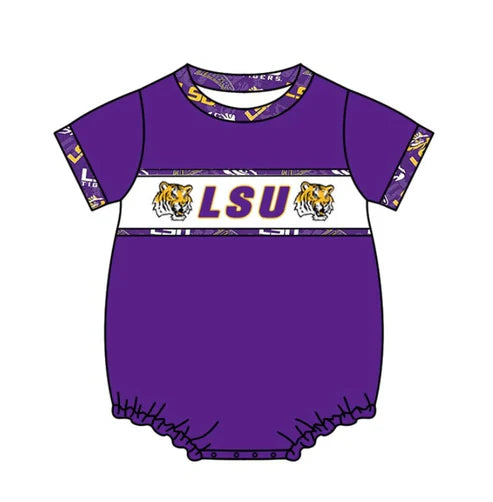 5.6 Baby Infant Boys LSU Tiger Team Purple Sleepers Rompers Preorder(moq 3)