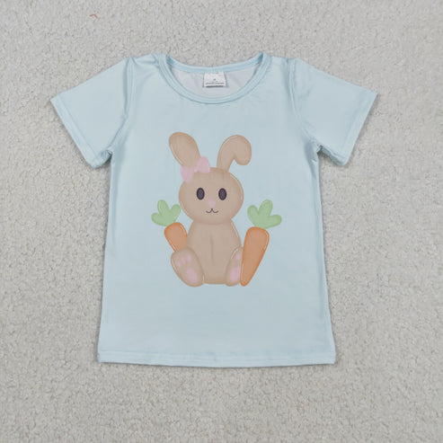 12.8 GT1395 Baby Girls Short Sleeve Rabbits Carrots Easter T-shirts Top