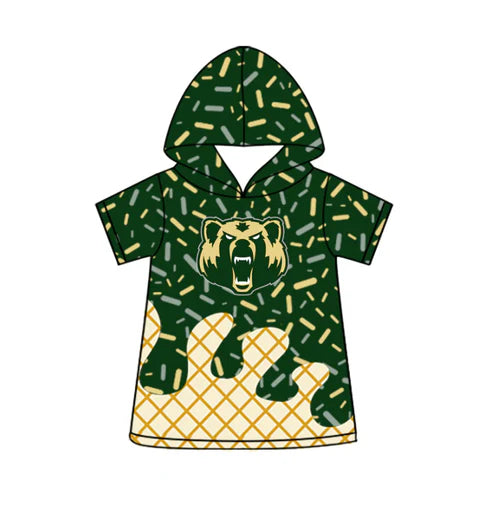 5.16 Preorder(Moq 3) Baby Boys Tigers Ice Cream Drips Green Hooded Tops