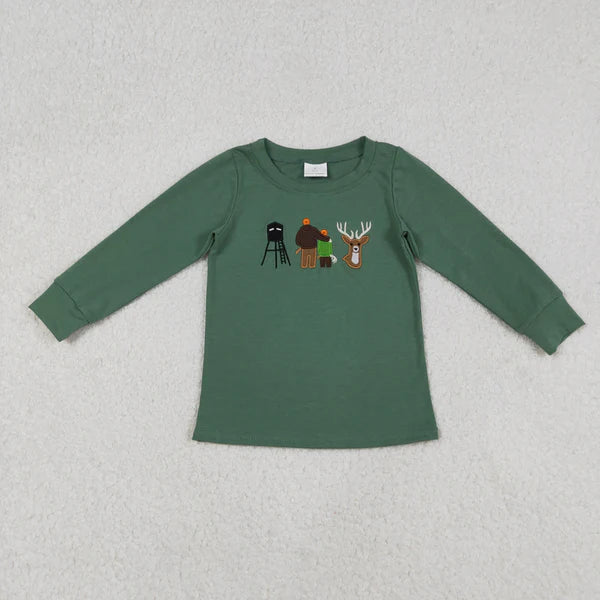 12.13 BT1438 Embroidery Deer Baby Boys Hunting T-shirts Top