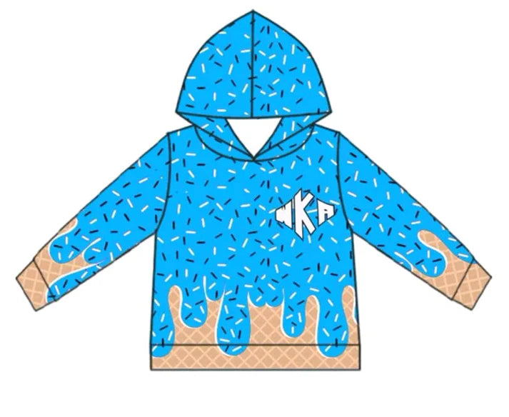 7.9 Custom Moq 3 Baby Boys Blue Team Drips Hooded Tops