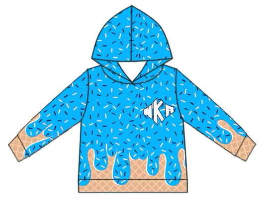 7.9 Custom Moq 3 Baby Boys Blue Team Drips Hooded Tops
