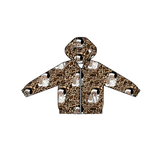 8.28 BT1344 Baby Boys Brown Camo Santa Christmas Pockets Zipper Jackets Top Preorderer（副本）