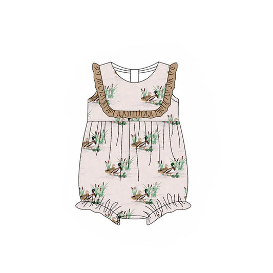 L-3.4 SR2734 Baby Infant Girls Mallard Ducks Sleeveless Rompers preorder