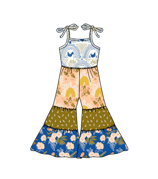 12.6 MOQ:5pcs SR3582 pre-order baby girl clothes rooster girl summer jumpsuit