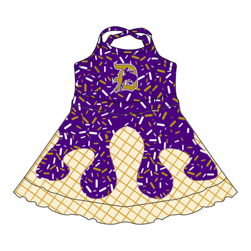 7.5 Custom Moq 3 Baby Girls Straps D'Hanis Plaid Short Ruffle Team Knee Length Dresses