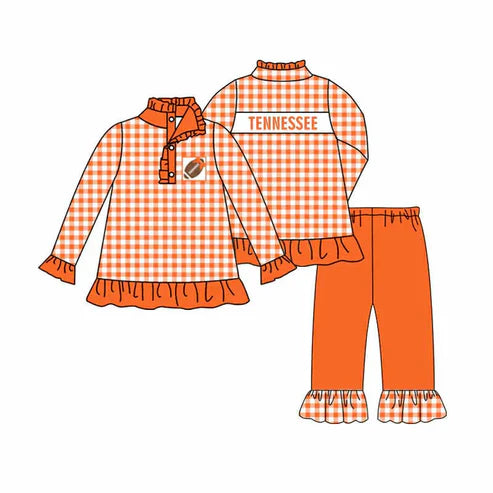 10.13 Custom Moq 8 Baby Girls Fall Football Team TN Pullover Top Pants Clothing Sets