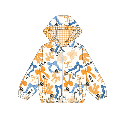 10.12 Custom Moq 8 Baby Girls TN Vols Team Zipper Bows Hoodies Tops