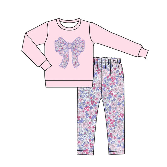 11.13 MOQ:5pcs GLP3136 pre-order toddler girl clothes bows girl winter set