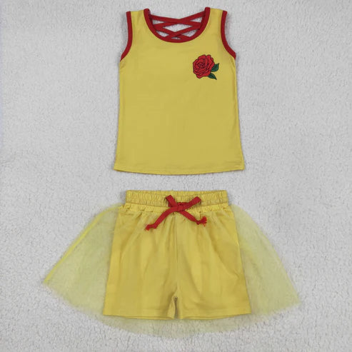 5.15 GSD2070 Baby Girls Rose Flowers Princess Shirt Skirt Clothes Set
