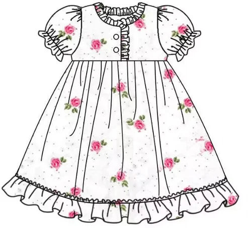 5.13 Girls flower white short-sleeved dress