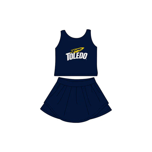7.10 Custom Moq 3 Baby Girls Navy Toledo Sleeveless Top Skorts Team Sets