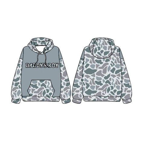 6.3 BT0987 Baby Boys Daddy's Boy Hunting Grey Camo Hooded Tops preorder
