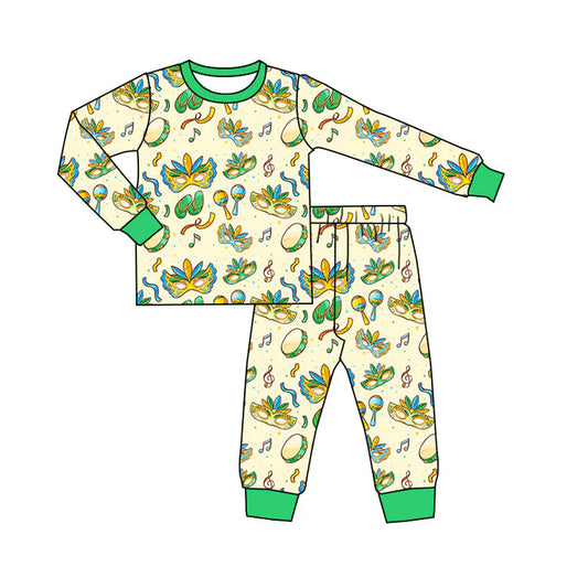11.7 MOQ：5pcs BLP1380 pre-order toddler boy clothes mardi gras boy pajamas outfit