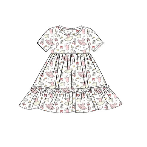 GSD1649 Baby Girls Ballet Swan Knee Length Dresses Preorder