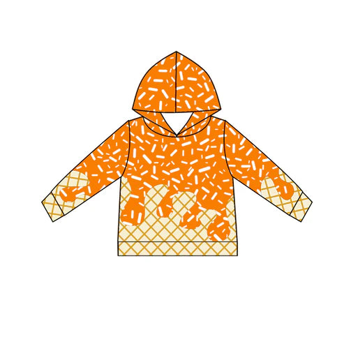 6.28 No moq BT1274 pre-order toddler boy clothes team orange hooded long Sleeve Top