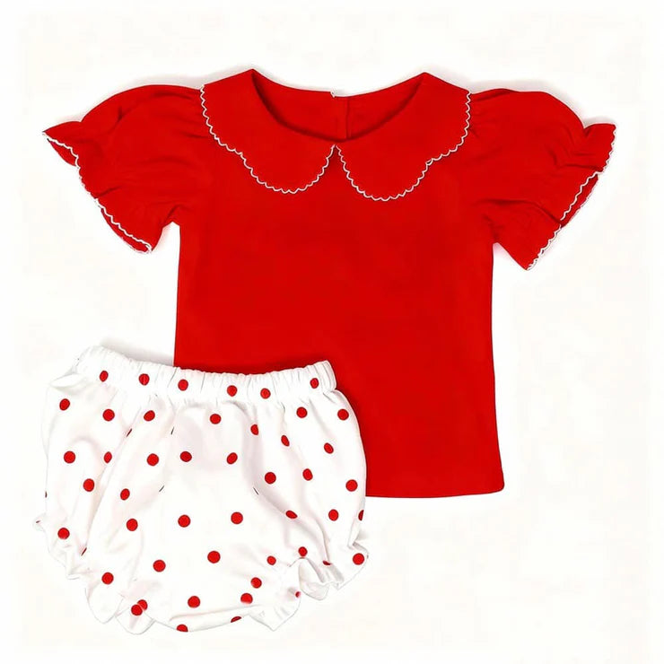 11.15 MOQ：5pcs GBO0488 pre-order toddler girl clothes red girl summer bummies set