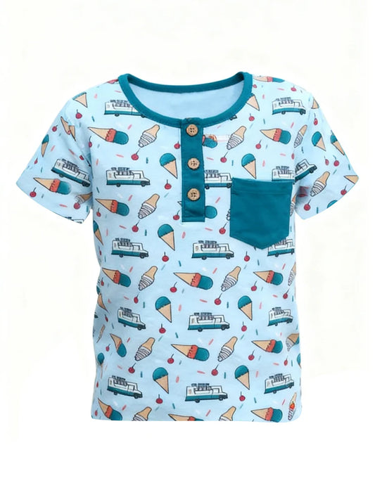 11.13 MOQ：5pcs BT1544 pre-order toddler boy clothes ice cream boy summer top shirt