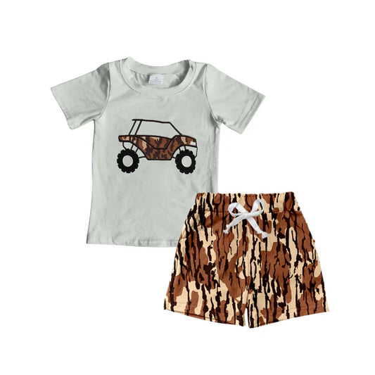 L-3.5 BSSO1308 Baby Boys Truck Top Bottomland Camo Shorts Clothes Sets Preorder