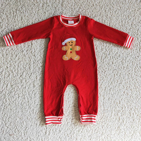 5.21 Sibling Baby Boys Long Sleeves Gingerbread Santa Christmas Rompers
