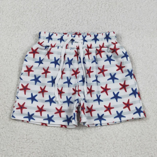 12.13 S0588 Baby Boys Sea World Red Blue Starfishes Swimming Trunks Bottom