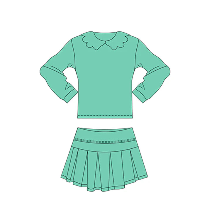 11.18 MOQ：5pcs GLD1506 pre-order baby girl clothes green toddler girl yoga skirt outfit