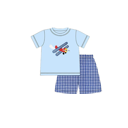 11.18 MOQ：5pcs BSSO1668 pre-order baby boy clothes airplane toddler boy summer outfit