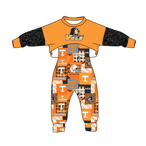 4.30 Custom Baby Girls Long Sleeves Vols Dog Jacket Top T Jumpsuits Set(MOQ 3)