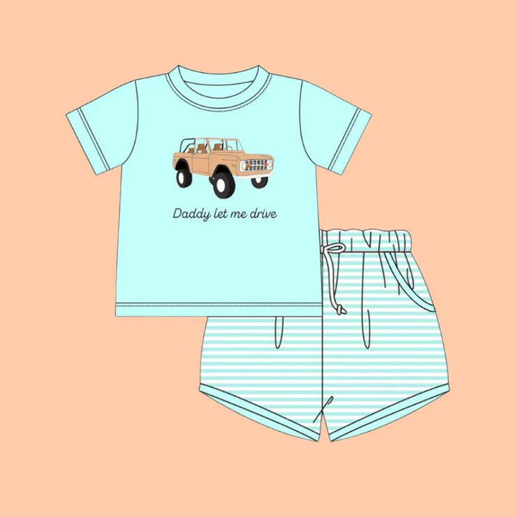 11.21 MOQ：5pcs BSSO1704 pre-order baby boy clothes car toddler boy summer outfit