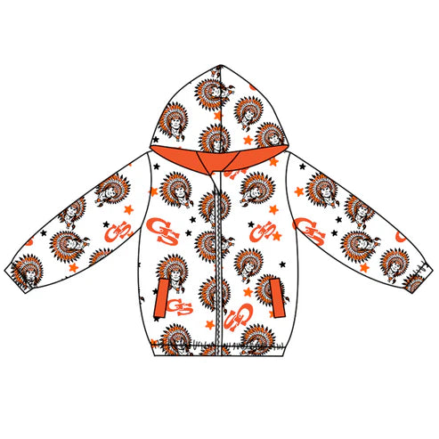 10.9 Custom Moq 5 Baby Boys Orange GS Team Zipper Hoodies Tops