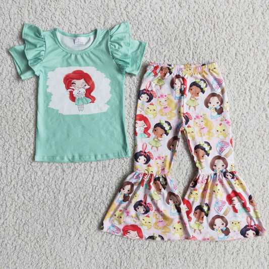 3.21 D3-4 GIRL CARTOON EASTER SHORT SLEEVE FALL SPRING SET--PROMOTION 2025.3.8 $2.99