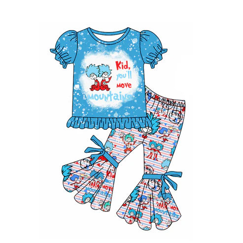 GSPO1865 Baby Girls Dr Reading Blue Shirt Bell Pants Clothes Sets Preorder