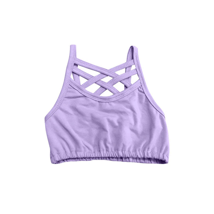 11.15 MOQ：5pcs GT1439 pre-order baby girl clothes purple girl summer yoga top