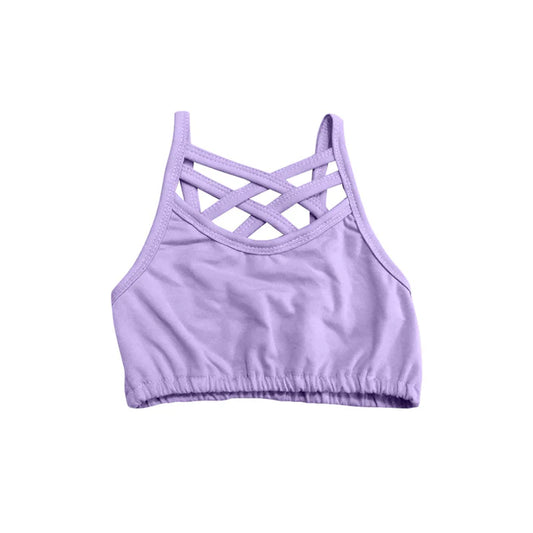 11.15 MOQ:5pcs GT1439 pre-order baby girl clothes purple girl summer yoga top